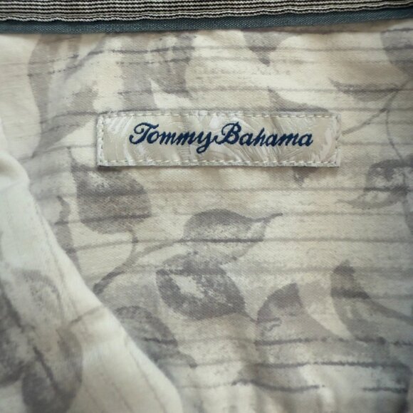 Tommy Bahama Taupe & Grey Leaf Print Long Sleeve Shirt - Size XXL - Picture 8 of 12